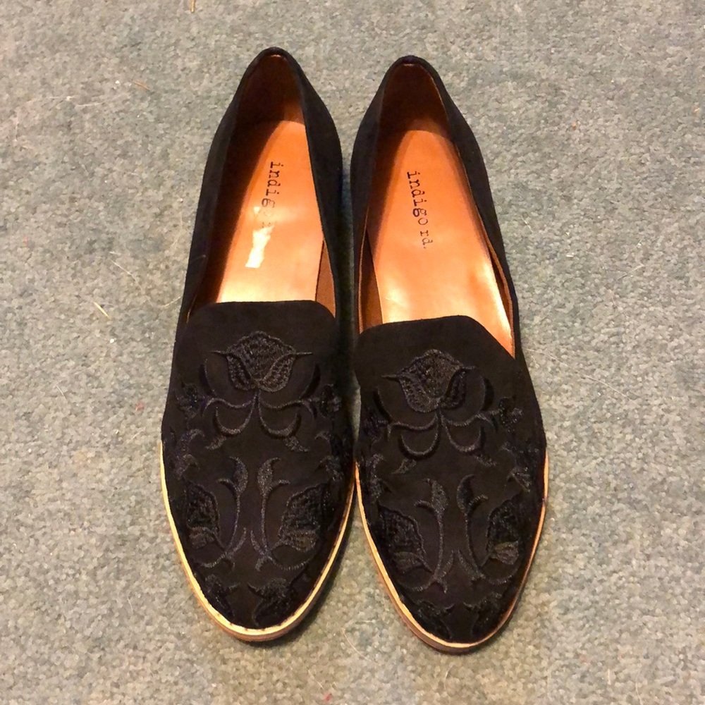 Black Embroidered loafers